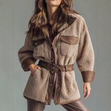 Load image into Gallery viewer, Women's Wear Thickened Lamb Fur Spliced PU Leather Pocket Leather Belt Retro Coat