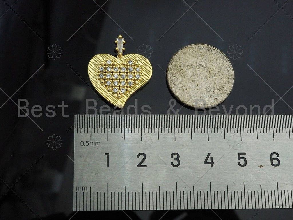 Gold Filled CZ Micro Pave Heart On Heart Shape Pendant, 18K Gold Filled Heart Charm, Necklace Bracelet Charm Pendant,20x23mm,Sku#LK335