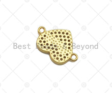Load image into Gallery viewer, CZ Micro Pave Love Word On Heart Shape Connector, Cubic Zirconia Heart Connector Beads, 18K Gold Bracelet Connector, 14x19mm, Sku#LK314