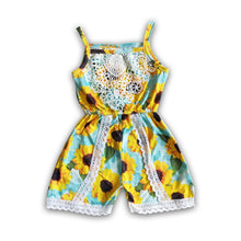 Load image into Gallery viewer, Sunflower sleeveless lace baby girls summer jumpsuit