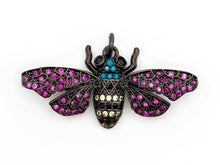 Load image into Gallery viewer, MOTH Inspired Charm, CZ Micro Pave Multi Color Insect Pendant, Cubic Zirconia Pave Butterfly, Gold/Rose Gold/Silver/Black,16x34x4,SKU#F440