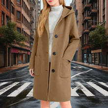 Load image into Gallery viewer, Womens Double-Faced Wool Coat With Hood