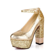 Load image into Gallery viewer, Women's Retro Patent Leather Buckle Platform Heels | Chunky Thick Heel Shoes