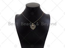 Load image into Gallery viewer, Gold Filled CZ Micro Pave Triple Heart Frame Shape Pendant, 18K Gold Filled Heart Charm, Necklace Bracelet Charm Pendant,25x26mm,Sku#LD90