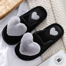Load image into Gallery viewer, Women's Love Heart Fluffy Slippers | Warm Plush Home Shoes