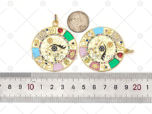 Load image into Gallery viewer, CZ Evil Eye Enamel Charm, 44x48mm,Sku#LK459