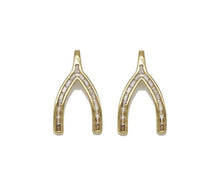 Load image into Gallery viewer, Gold Baguette CZ Wishbone Charm, Sku#LX106