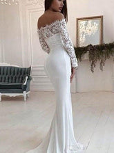 Load image into Gallery viewer, Autumn Women Clothing Off Shoulder Lace Long Sleeve Dress Mop Wedding Dress