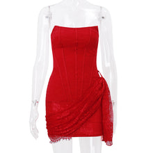 Load image into Gallery viewer, Fall Women Clothing Sexy Lace Boning Corset off Shoulder Tube Top Slightly Transparent Slim Fit Dress Women