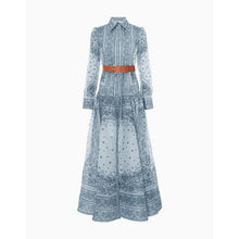 Load image into Gallery viewer, Women Lapel Single Breasted Super Long Two Piece Set With Positioning Printed Dress