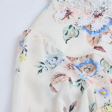 Load image into Gallery viewer, Spring Summer Heavy Industry Stitching Lace Single Breasted Stand Collar Horn Sleeve Printed Dress Short
