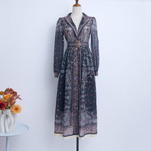 Load image into Gallery viewer, Spring Summer Single Breasted Lace Dress Dress With Belt