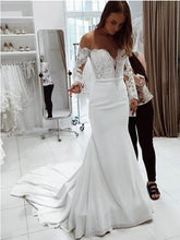 Load image into Gallery viewer, Autumn Women Clothing Off Shoulder Lace Long Sleeve Dress Mop Wedding Dress