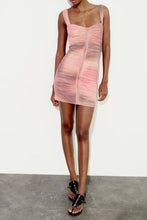 Load image into Gallery viewer, Spring Women Clothing Slim Print Silk Net Short Dress