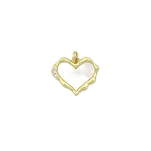 Load image into Gallery viewer, Clear CZ Mother of  Pearl Gold Heart Charm Pendant, Sku#FH244