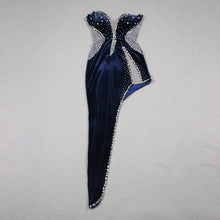 Load image into Gallery viewer, Spring Mid Length Sexy Dress Velvet Sexy High Split Beaded Heavy Industry