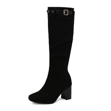 Load image into Gallery viewer, Chunky-Heeled Over-the-Knee Boots with Color-Block Leather Belt Buckle - Women's High Fashion Boots