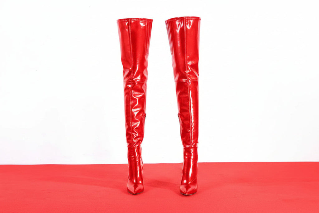 Women's Pointed-Toe Over-the-Knee Stiletto Boots | Back-Zip Plus-Size High Heels