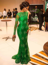 Load image into Gallery viewer, Arrival Women Clothing Long Sleeve See through Lace Dress Mopping Evening Dress