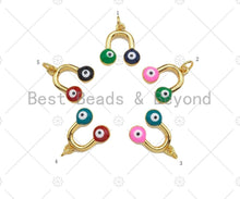 Load image into Gallery viewer, 18k Dainty Gold U Shape With Enamel Evil Eye Pendant/Charm, Colorful Enamel Evil Eye Charm, Necklace Bracelet Charm,14x15mm, Sku#LK247