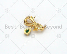 Load image into Gallery viewer, Emerald Green Teardrop CZ Micro Pave Bowknot Shape Pendant/Charm,18K Gold Filled Charm, Necklace Bracelet Charm Pendant,20x19mm,Sku#LK401