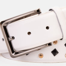 Load image into Gallery viewer, The Infanta White Spike Leather Belt