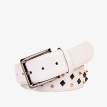 Load image into Gallery viewer, The Infanta White Spike Leather Belt