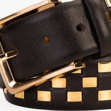 Load image into Gallery viewer, The Mackenzie Black &amp; Gold Woven Leather Belt