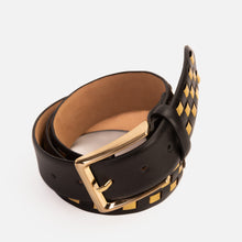 Load image into Gallery viewer, The Mackenzie Black &amp; Gold Woven Leather Belt