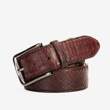 Load image into Gallery viewer, The Boss Burgundy python Sneak  Leather Leather Belt