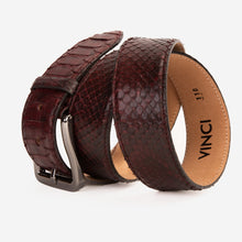 Load image into Gallery viewer, The Boss Burgundy python Sneak  Leather Leather Belt
