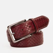 Load image into Gallery viewer, The Layla Burgundy Woven Pattern Leather Belt