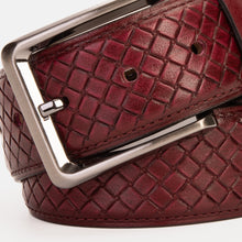 Load image into Gallery viewer, The Layla Burgundy Woven Pattern Leather Belt