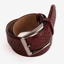 Load image into Gallery viewer, The Layla Burgundy Woven Pattern Leather Belt