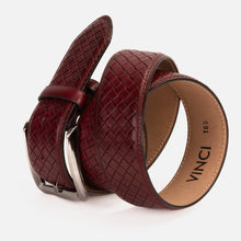 Load image into Gallery viewer, The Layla Burgundy Woven Pattern Leather Belt