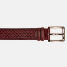 Load image into Gallery viewer, The Layla Burgundy Woven Pattern Leather Belt