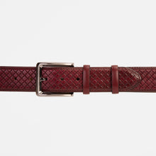 Load image into Gallery viewer, The Layla Burgundy Woven Pattern Leather Belt