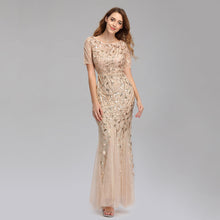 Load image into Gallery viewer, Summer Autumn Banquet Host Slim Mesh Sequ Evening Dress Fishtail Dress for Women
