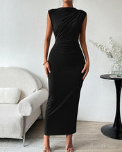 Load image into Gallery viewer, Women Clothing Shein Sleeveless Back Slit Pleated Tight Dress