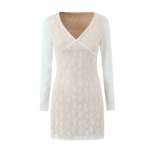 Load image into Gallery viewer, Sexy V neck Long Sleeve Lace Dress Spring Slim Fit Slimming Sheath Sexy
