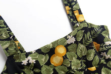Load image into Gallery viewer, Summer Legal Women Clothing Sling Square Collar Fruit Printed Split Holiday Dress