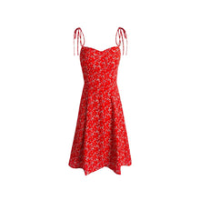 Load image into Gallery viewer, Summer Seaside Holiday Suspender Dress Dress Women Fresh Sweet Floral Slim Fit Cinched Mid Length Dress