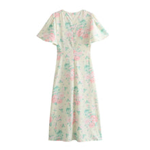 Load image into Gallery viewer, Spring Women Clothing V Neck Short Sleeve High Waist Print Dress Women