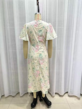 Load image into Gallery viewer, Spring Women Clothing V Neck Short Sleeve High Waist Print Dress Women