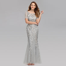 Load image into Gallery viewer, Summer Autumn Banquet Host Slim Mesh Sequ Evening Dress Fishtail Dress for Women