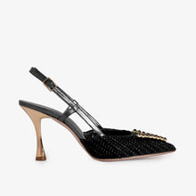 Load image into Gallery viewer, The Luna Black Leather Slingback Women Sandal