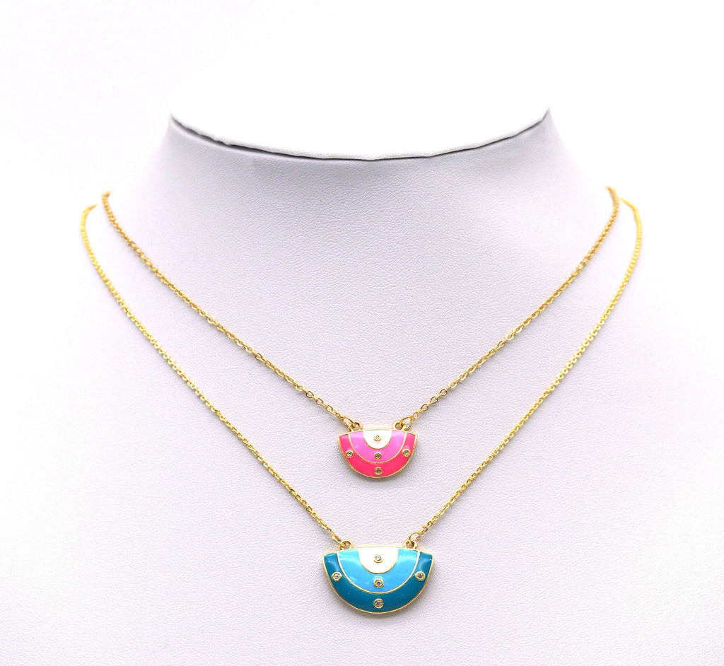 CZ Enamel Half Circle Charm, Sku#LK650