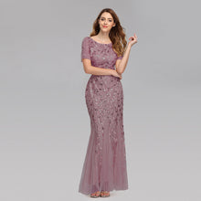 Load image into Gallery viewer, Summer Autumn Banquet Host Slim Mesh Sequ Evening Dress Fishtail Dress for Women