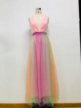 Load image into Gallery viewer, Spring Summer Women Sexy Suspenders Deep V Plunge Rainbow Mesh Camisole Dress