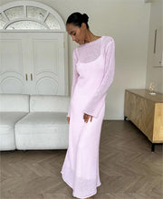 Load image into Gallery viewer, Knitted Hollow Out Cutout Out Dress Vest Dress Set Women Soft Knitted Blouse Vacation